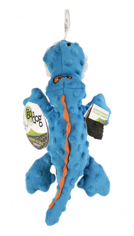 Go Dog Gators with Chew Guard Technology Durable Plush Squeaker Dog Toy Blue