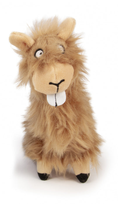 Go Dog Buck Tooth Llama with Chew Guard Technology Durable Plush Dog Toy Tan