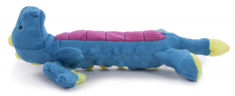 Go Dog Dragons Skinny with Chew Guard Technology Durable Plush Squeaker Dog Toy Blue
