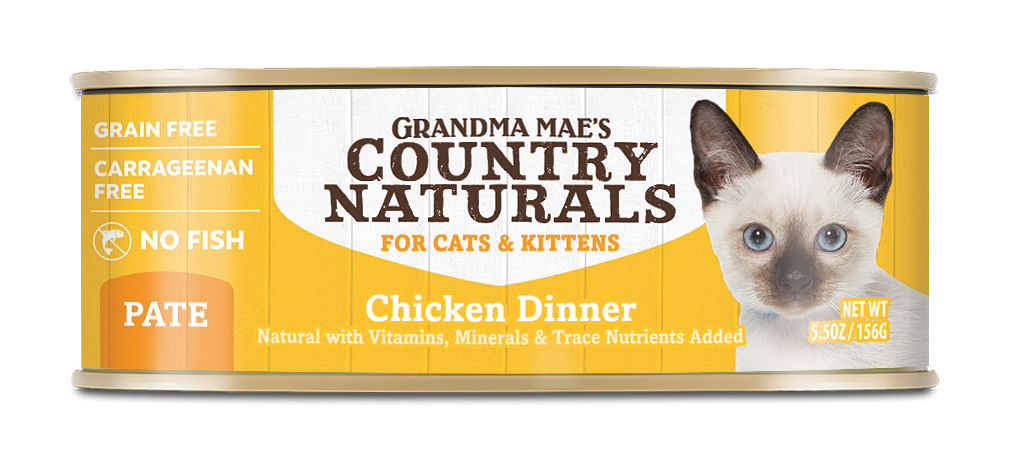 Grandma Mae's Country Naturals Grain Free Chicken Dinner Canned Wet Food For Cats 5.5oz/24
