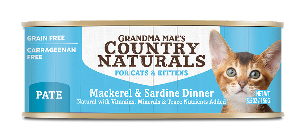 Grandma Mae's Country Naturals GF Mackerel & Sardine Dinner Canned Wet Food For Cats 5.5oz/24