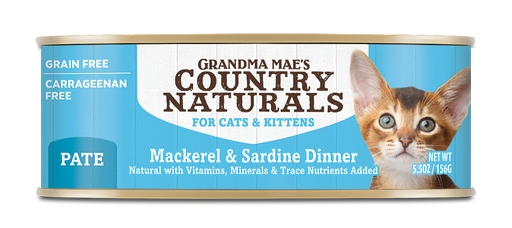 Grandma Mae's Country Naturals GF Mackerel & Sardine Dinner Canned Wet Food For Cats 5.5oz/24