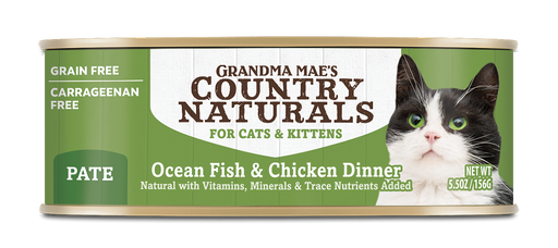 Grandma Mae's Country Naturals GF Ocean Fish & Chicken Dinner Canned Wet Food For Cats 5.5oz/24