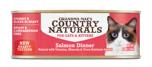 Grandma Mae's Country Naturals GF Salmon Slices in Gravy Canned Wet Food For Cats 5.5oz/24