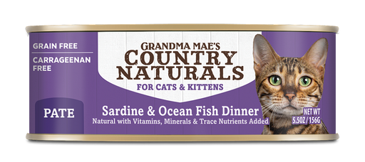 Grandma Mae's Country Naturals GF Sardine & Ocean Fish Dinner Canned Wet Food For Cats 5.5oz/24