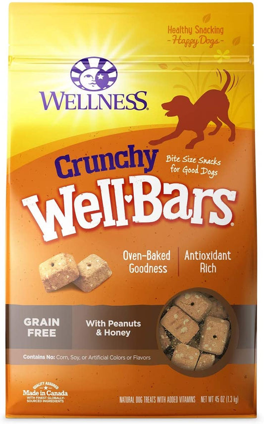 Wellness Natural Grain Free Wellbars Crunchy Peanut and Honey Recipe Dog Treats
