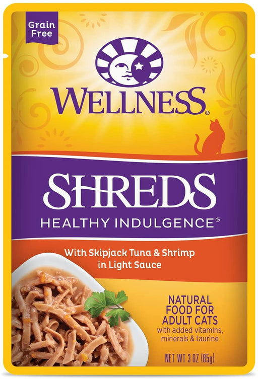 Wellness Healthy Indulgence Natural Grain Free Shreds with Tuna and Shrimp in Light Sauce Cat Food Pouch