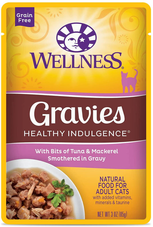 Wellness Healthy Indulgence Natural Grain Free Gravies with Tuna and Mackerel in Gravy Cat Food Pouch