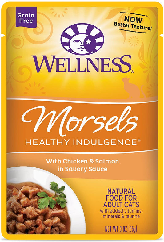 Wellness Healthy Indulgence Natural Grain Free Morsels with Chicken and Salmon in Savory Sauce Cat Food Pouch