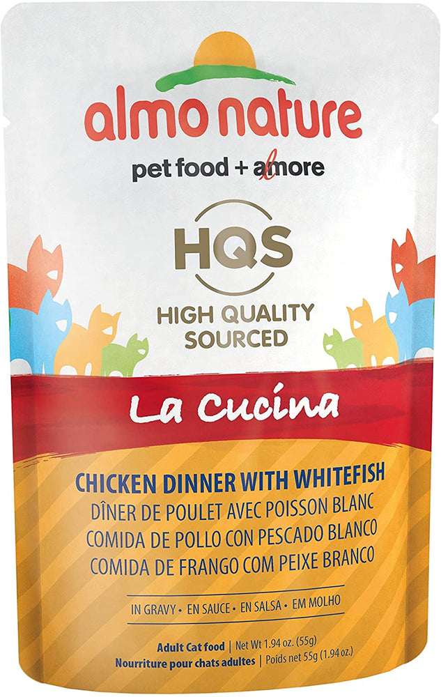 Almo Nature HQS La Cucina Chicken Dinner With Whitefish In Gravy Wet Cat Food Packets