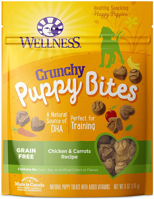 Wellness Natural Grain Free Crunchy Puppy Bites Chicken and Carrots Recipe Dog Treats