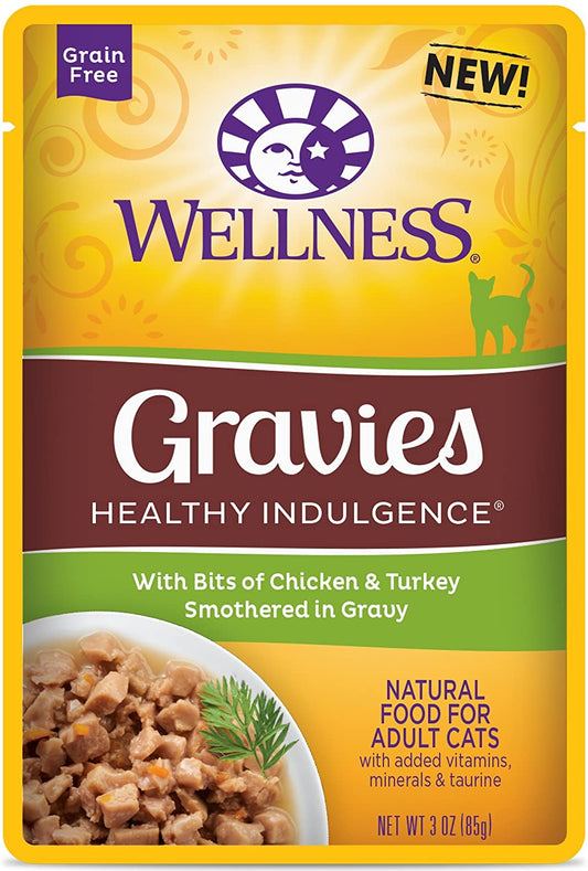 Wellness Healthy Indulgence Natural Grain Free Gravies with Chicken and Turkey in Gravy Cat Food Pouch
