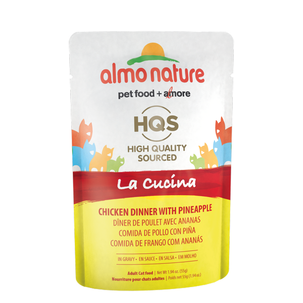 Almo Nature HQS La Cucina Chicken Dinner With Pineapple In Gravy Wet Cat Food Packets