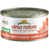 Almo Nature HQS Natural Salmon With Carrots In Broth Canned Cat Food: 2.47- Oz Cans, Case of 24