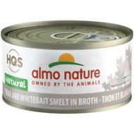Almo Nature HQS Natural Tuna And Whitebait Smelt In Broth Canned Cat Food: 2.47- Oz Cans, Case of 24