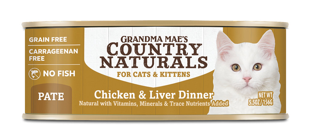Grandma Mae's Country Naturals GF Chicken & Liver Dinner Canned Wet Food For Cats 5.5oz/24