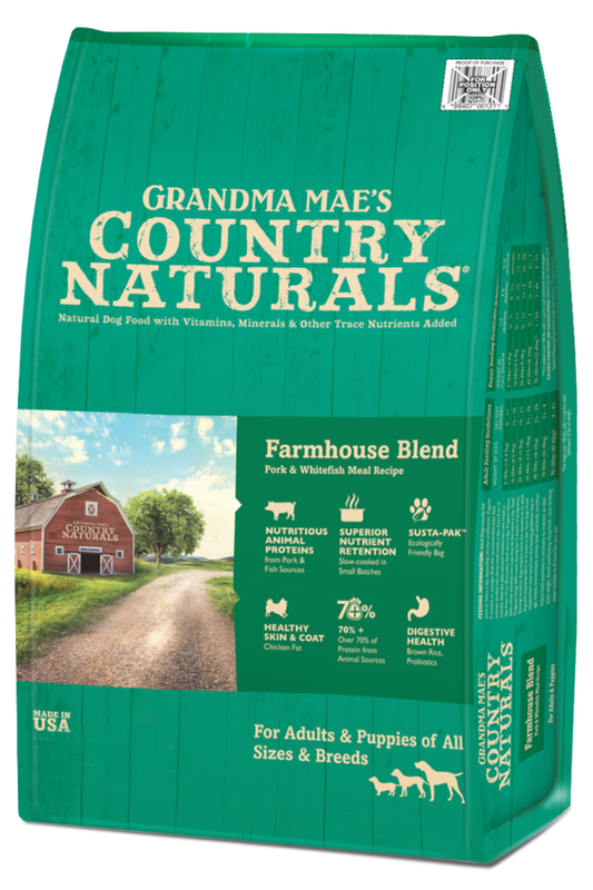 Grandma Mae's Country Naturals Farmhouse Blend Pork & Fish Entrée Dry Dog Food