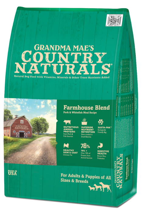 Grandma Mae's Country Naturals Farmhouse Blend Pork & Fish Entrée Dry Dog Food