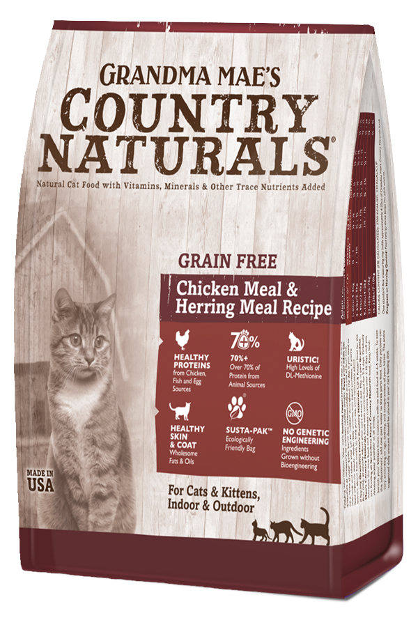 Grandma Mae's Country Naturals GF Chicken Meal & Herring Meal Recipe Dry Food for Cats & Kittens