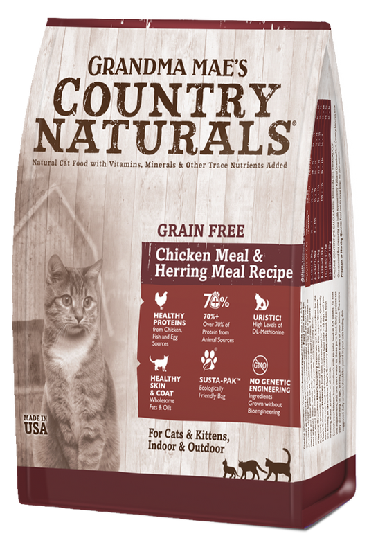 Grandma Mae's Country Naturals GF Chicken Meal & Herring Meal Recipe Dry Food for Cats & Kittens