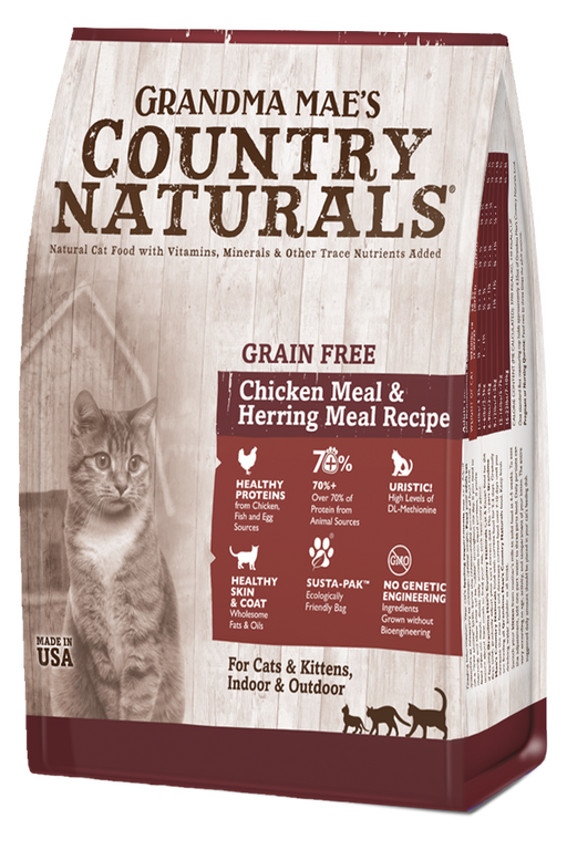 Grandma Mae's Country Naturals GF Chicken Meal & Herring Meal Recipe Dry Food for Cats & Kittens