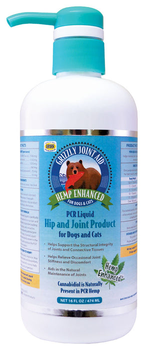 Grizzly Grain Free Joint Aid Hemp Enhanced Liquid For Dogs And Cats