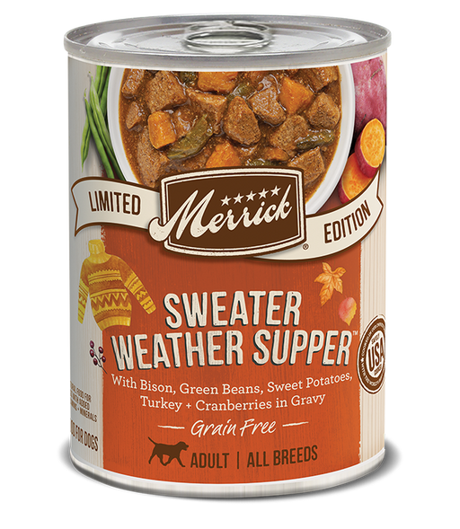 Merrick Limited Edition Grain Free Sweater Weather Supper Canned Dog Food; 12.7- Oz Cans, Case of 12