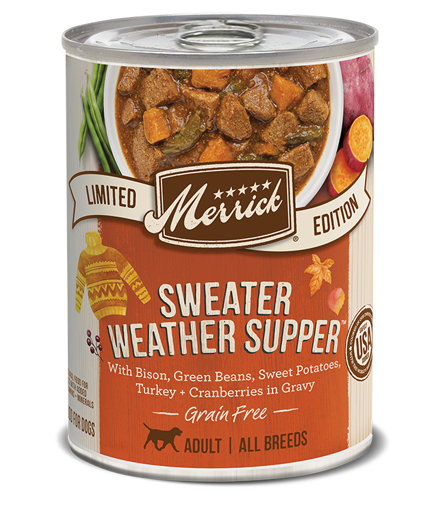 Merrick Limited Edition Grain Free Sweater Weather Supper Canned Dog Food; 12.7- Oz Cans, Case of 12