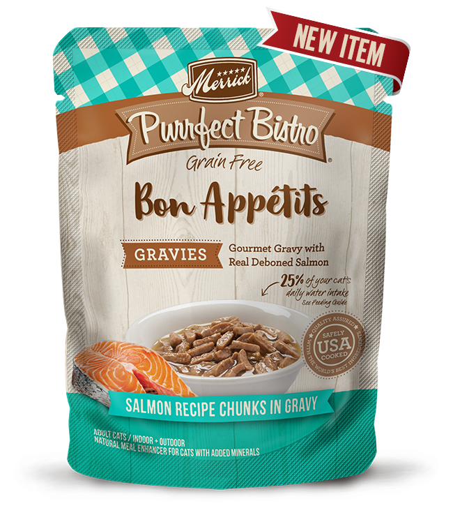 Merrick Purrfect Bistro Bon Appétits Salmon Recipe Chunks in Gravy Cat Food