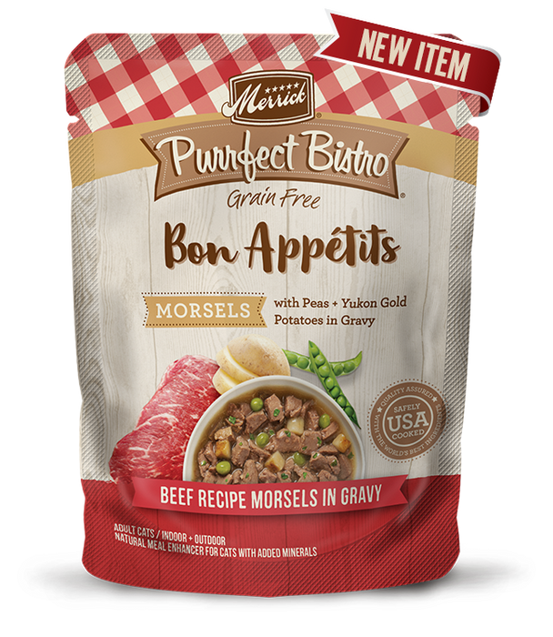 Merrick Purrfect Bistro Bon Appétits Beef Recipe Morsels in Gravy Cat Food