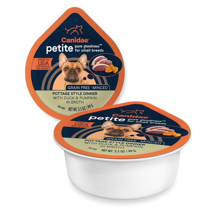 Canidae Grain Free PURE Petite Small Breed Pottage Style Dinner Minced with Duck and Pumpkin in Broth Wet Dog Food