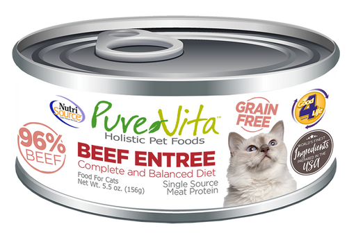 PureVita Grain Free 96% Real Beef Entree Canned Cat Food