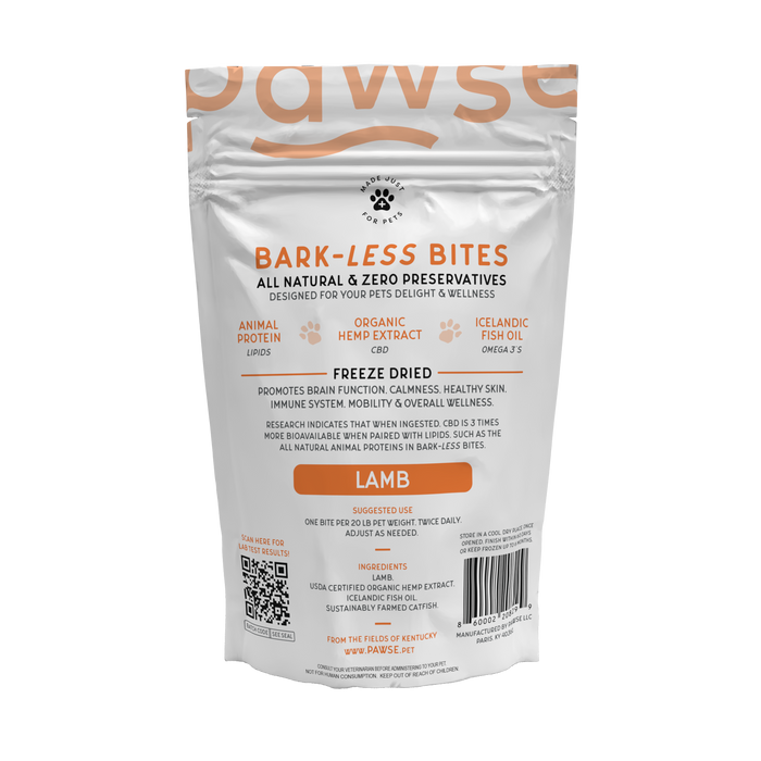 Pawse Bark-Less Bites Lamb (5 MG CBD Per Bite) - For All Pets