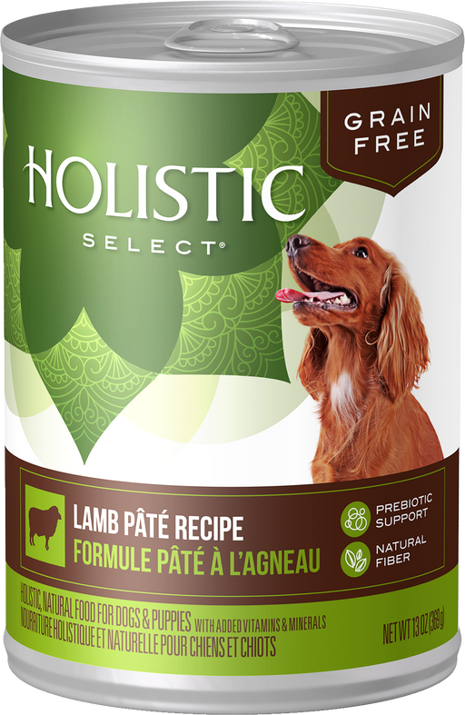 Holistic Select Natural Grain Free Lamb Pate Canned Dog Food: 13 Oz Cans/Case of 12