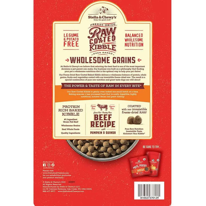 Stella & Chewy's Beef Recipe with Pumpkin and Quinoa Raw Coated Kibble Wholesome Grains Dog Food