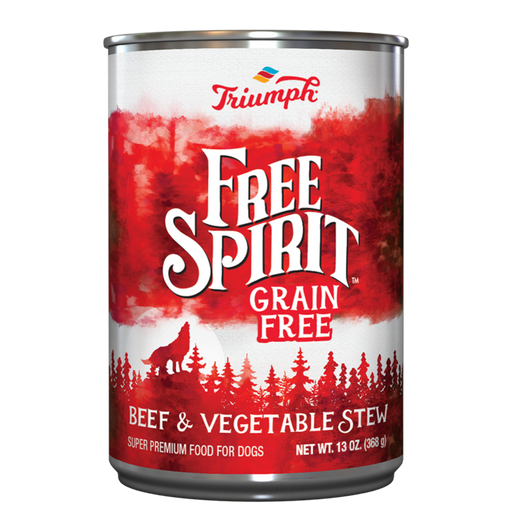 Triumph Free Spirit Grain Free Beef & Vegetable Stew Canned Dog Food: 13- Oz Cans, Case of 12