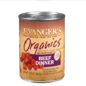 Evanger's Organic Beef Dinner Canned Wet Dog Food; 12.8- Oz Cans, Case of 12