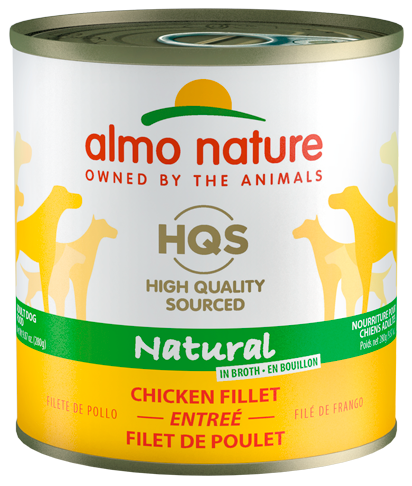 Almo Nature HQS Natural Chicken Fillet Entree Canned Dog Food: 9.87- Oz Cans, Case of 12