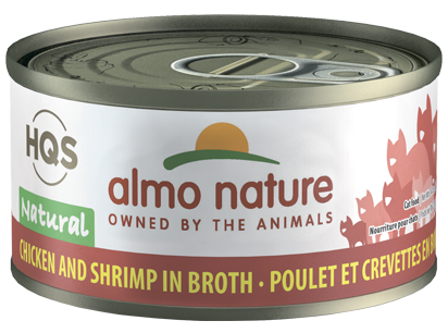Almo Nature HQS Natural Chicken And Shrimps In Broth Canned Cat Food: 2.47- Oz Cans, Case of 24