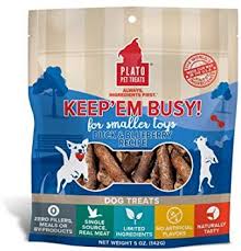 Plato Keep 'Em Busy Toy Stuffer Duck And Blueberry Meat Stick Dog Treat; 5- Oz Bag