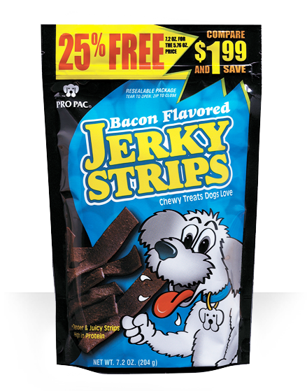 PRO PAC Bacon Favored Jerky Strips Dog Treats