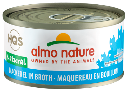 Almo Nature HQS Natural Mackerel In Broth Canned Cat Food: 2.47- Oz Cans, Case of 24