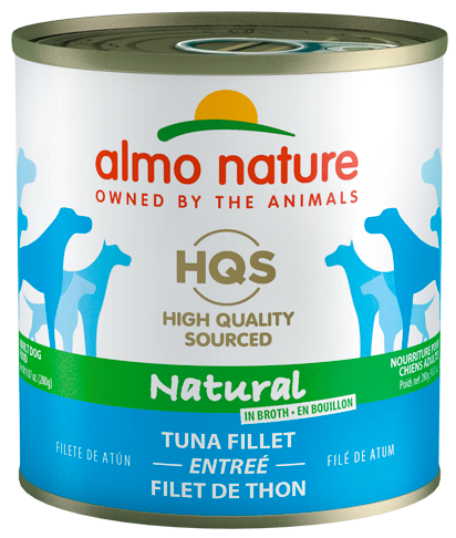 Almo Nature HQS Natural Tuna Fillet Entree Canned Dog Food: 9.87- Oz Cans, Case of 12