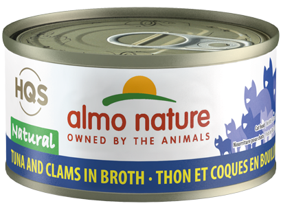 Almo Nature HQS Natural Tuna And Clams In Broth Canned Cat Food: 2.47- Oz Cans, Case of 24