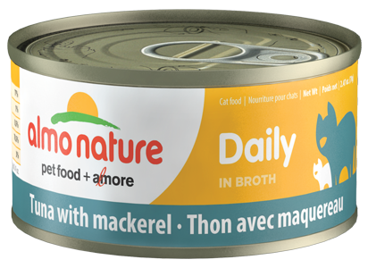 Almo Nature Daily Tuna With Mackerel In Broth Canned Cat Food: 2.47- Oz Cans, Case of 24