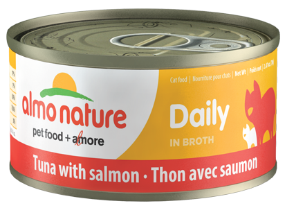 Almo Nature Daily Tuna With Salmon In Broth Canned Cat Food: 2.47- Oz Cans, Case of 24